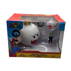 Super Mario KING BOO 6" + Luigi  Figure Set & Glow-In-Dark Boo NEW